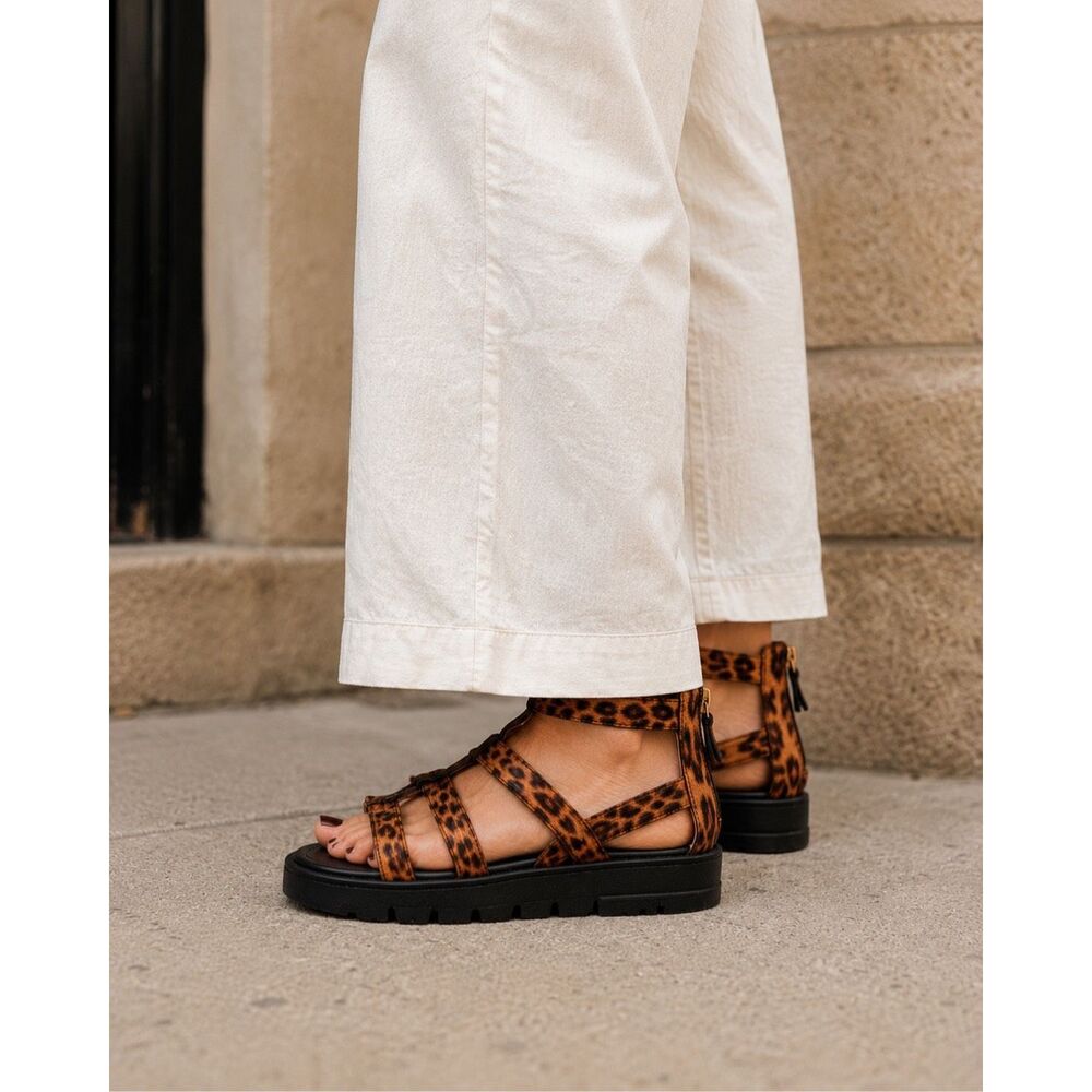 Stuart Weitzman Women’s Gala Lift Leopard Gladiator Sandals - Picture 2 of 10